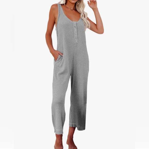 Gray waffle summer romper - Picture 1 of 4